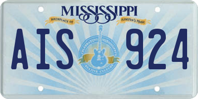 MS license plate AIS924