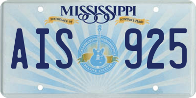 MS license plate AIS925