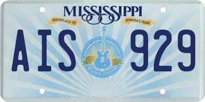 MS license plate AIS929