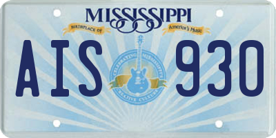 MS license plate AIS930