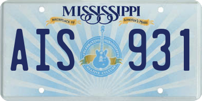 MS license plate AIS931