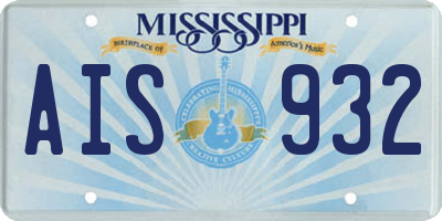 MS license plate AIS932