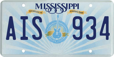 MS license plate AIS934
