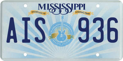 MS license plate AIS936