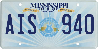 MS license plate AIS940