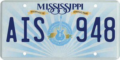 MS license plate AIS948