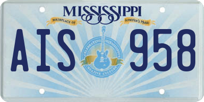 MS license plate AIS958