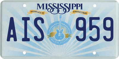 MS license plate AIS959