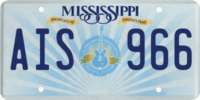 MS license plate AIS966