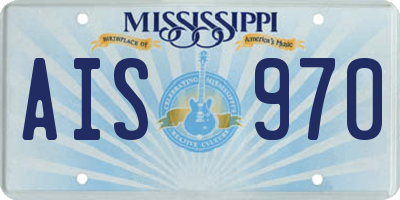 MS license plate AIS970