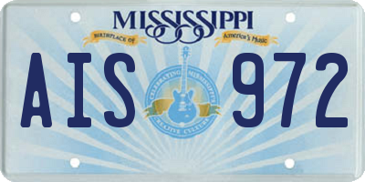 MS license plate AIS972