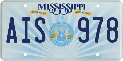 MS license plate AIS978