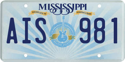 MS license plate AIS981
