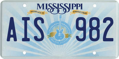 MS license plate AIS982