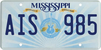MS license plate AIS985