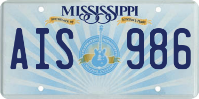 MS license plate AIS986