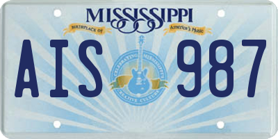MS license plate AIS987