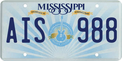MS license plate AIS988