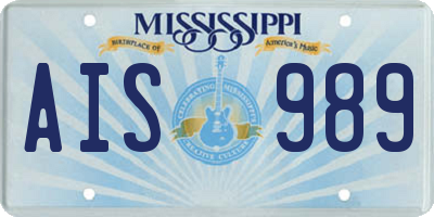 MS license plate AIS989