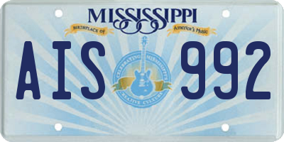 MS license plate AIS992