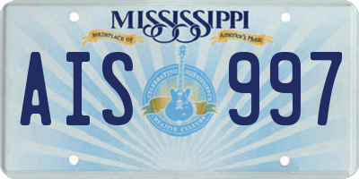 MS license plate AIS997