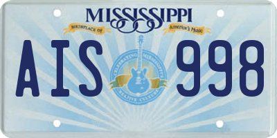 MS license plate AIS998