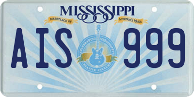 MS license plate AIS999