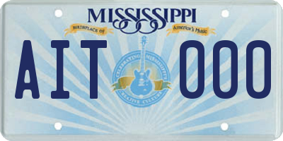 MS license plate AIT000