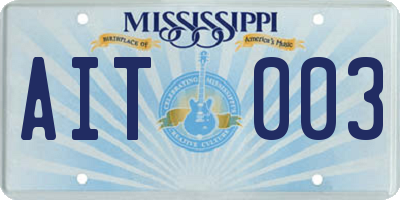 MS license plate AIT003