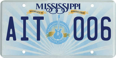 MS license plate AIT006