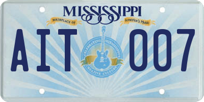 MS license plate AIT007