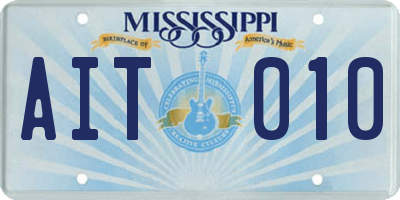 MS license plate AIT010