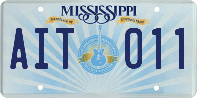 MS license plate AIT011