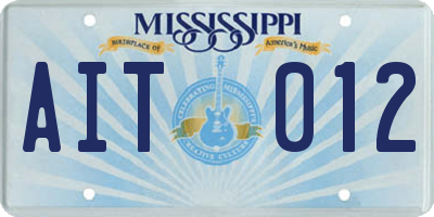 MS license plate AIT012