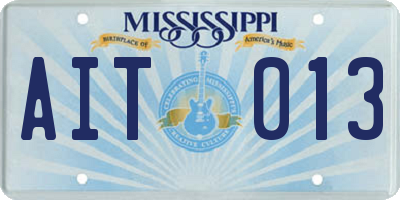 MS license plate AIT013