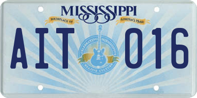 MS license plate AIT016