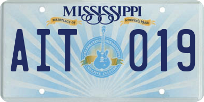 MS license plate AIT019