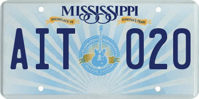 MS license plate AIT020