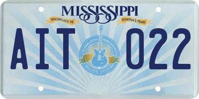 MS license plate AIT022