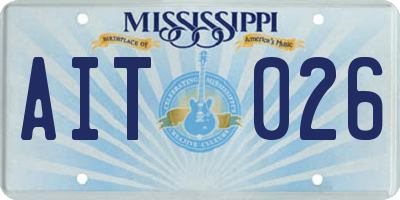 MS license plate AIT026