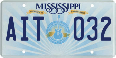 MS license plate AIT032