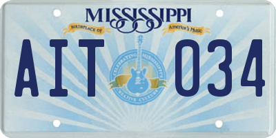 MS license plate AIT034
