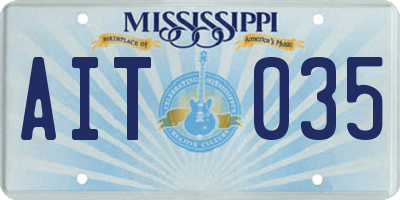 MS license plate AIT035