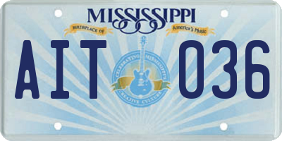 MS license plate AIT036