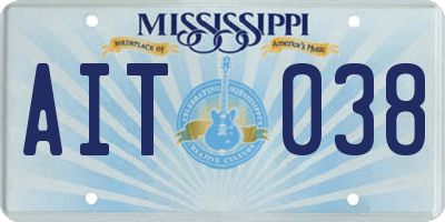 MS license plate AIT038