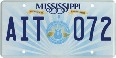 MS license plate AIT072