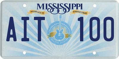 MS license plate AIT100