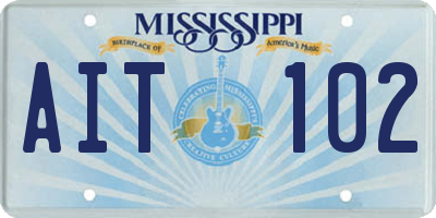 MS license plate AIT102