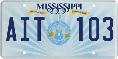 MS license plate AIT103