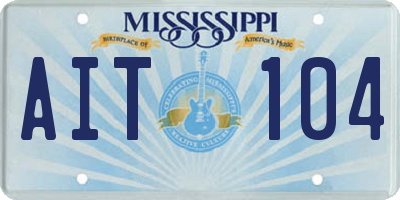 MS license plate AIT104